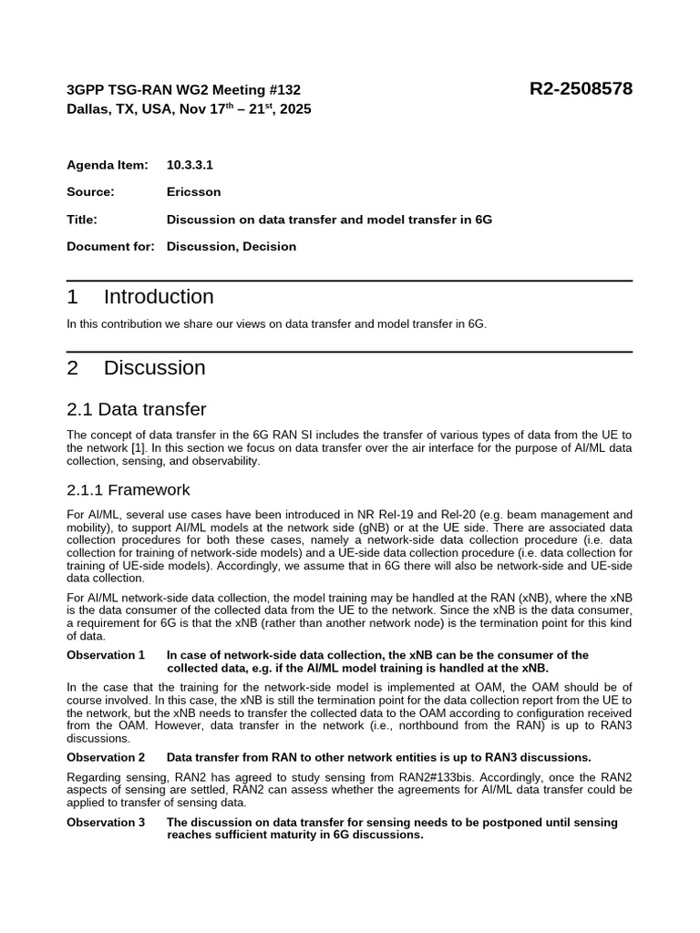 R2-2508578 - Discussion On Data Transfer and Model Transfer in 6G | PDF ...