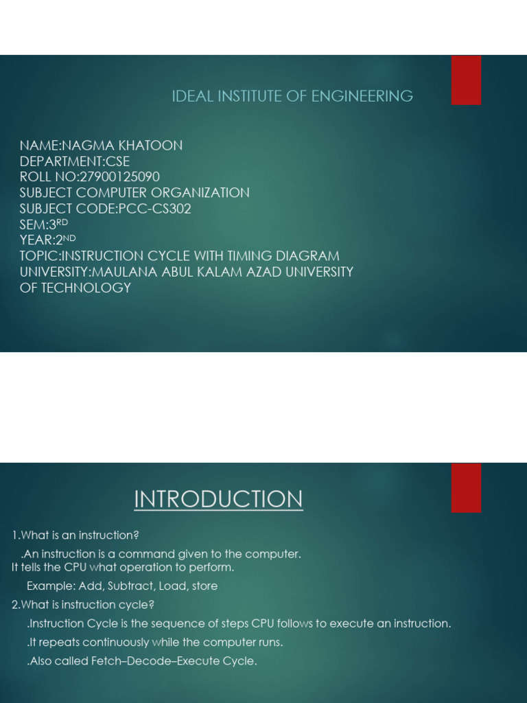 Co - Instruction Cycle With Timing Diagram | PDF | Office Equipment ...