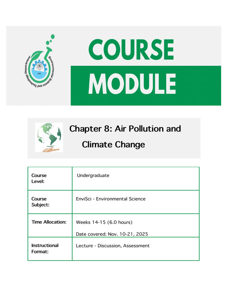 Weeks 14-15 - Air Pollution and Climate Change Module | PDF | Air ...