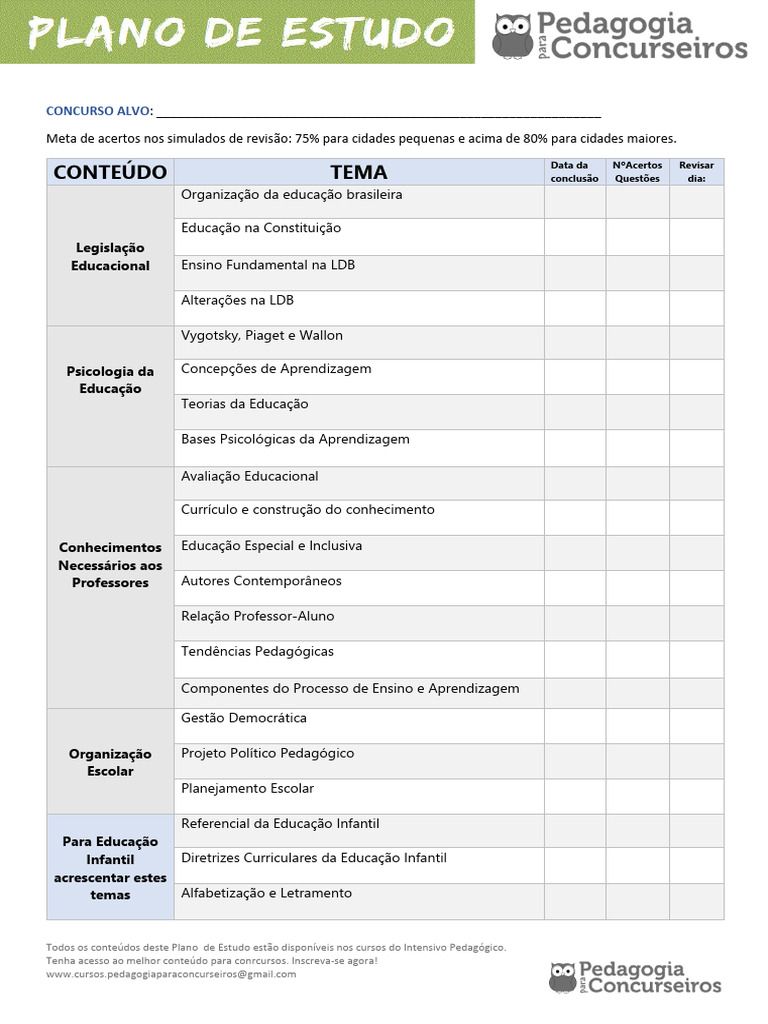 Plano de Estudos | PDF
