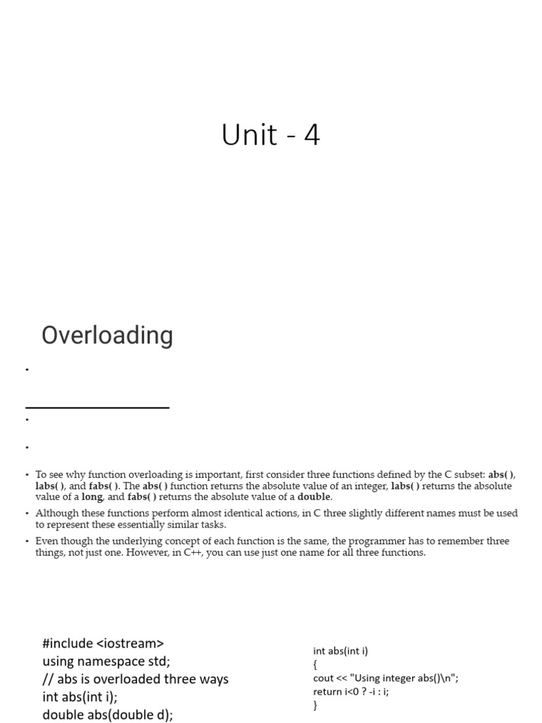 Function and Operator Overloading | PDF | Inheritance (Object Oriented ...