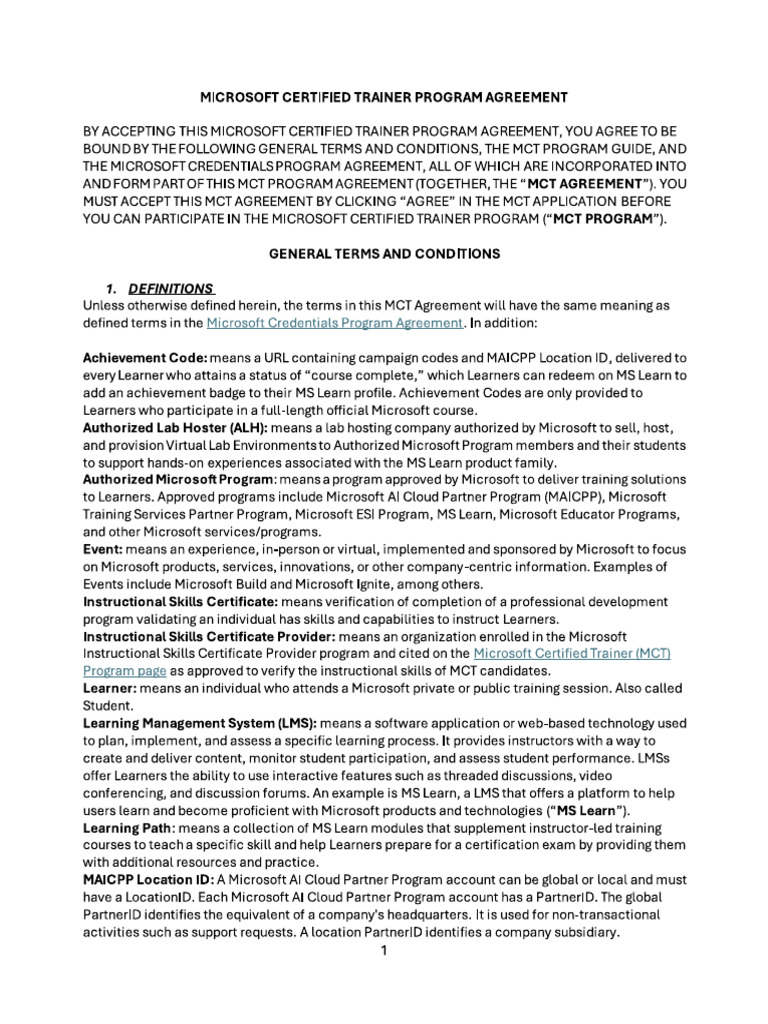 MCT Agreement | PDF