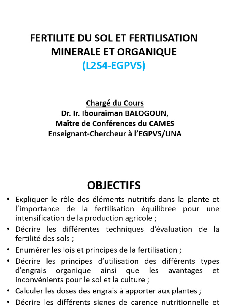 Fertilisation Minerale Et Organique Du Sol - 2026 | PDF | Fertilisant ...