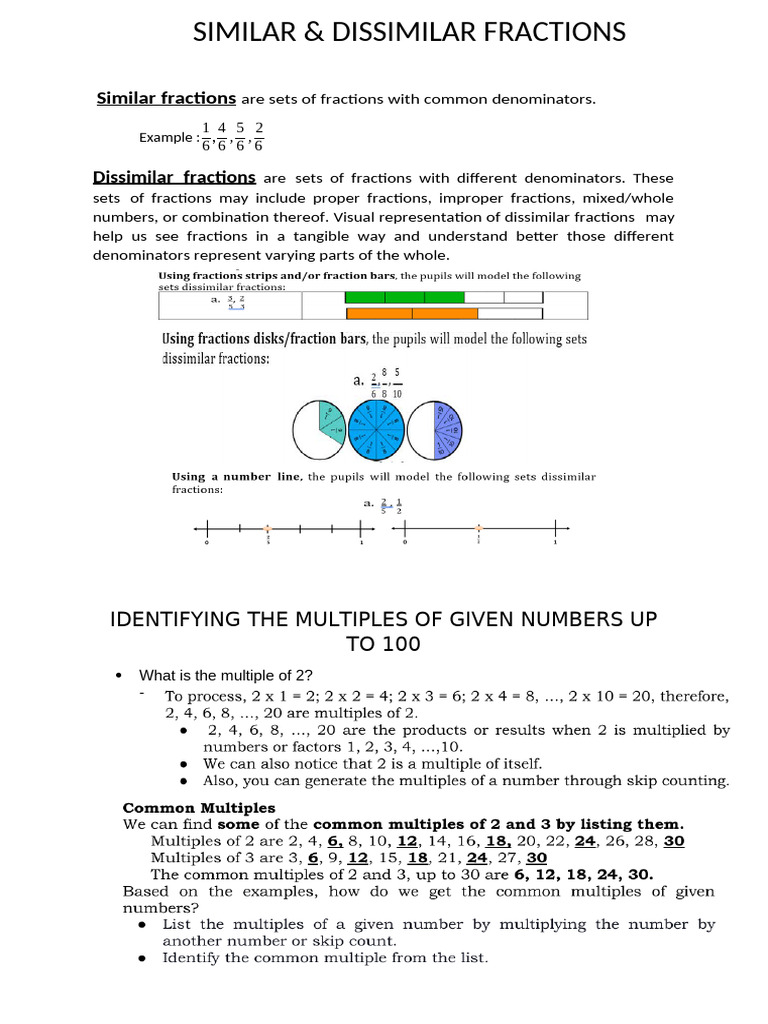 Similar Fractions Are Sets of Fractions With Common Denominators | PDF