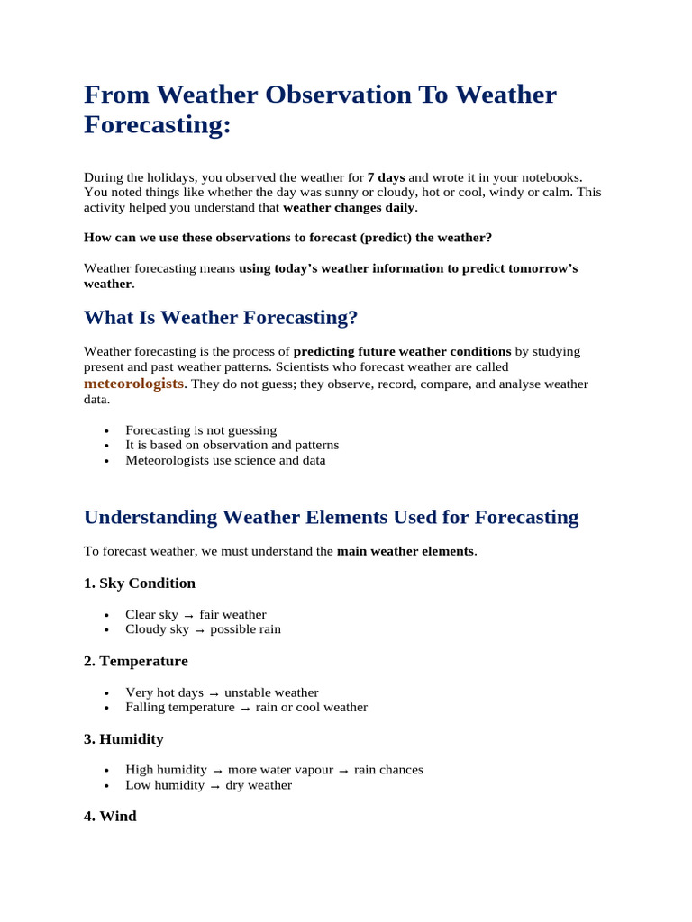 From Weather Observation To Weather Forecasting | PDF | Weather ...
