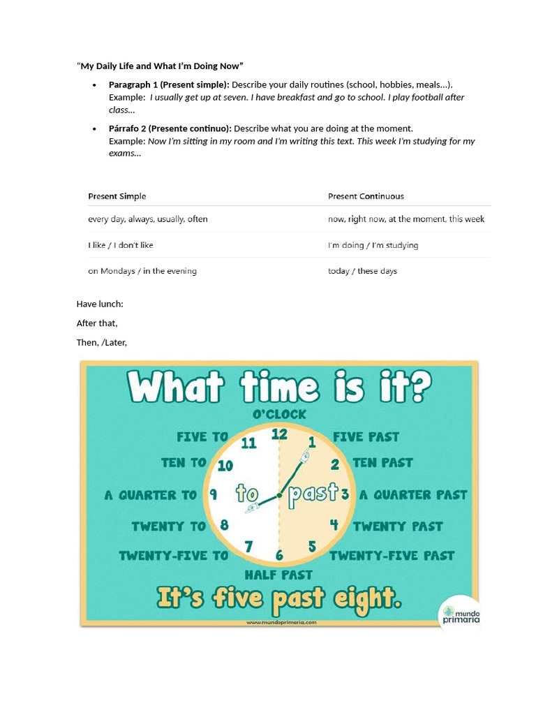 Writing Present Simple - Present Continuous | PDF