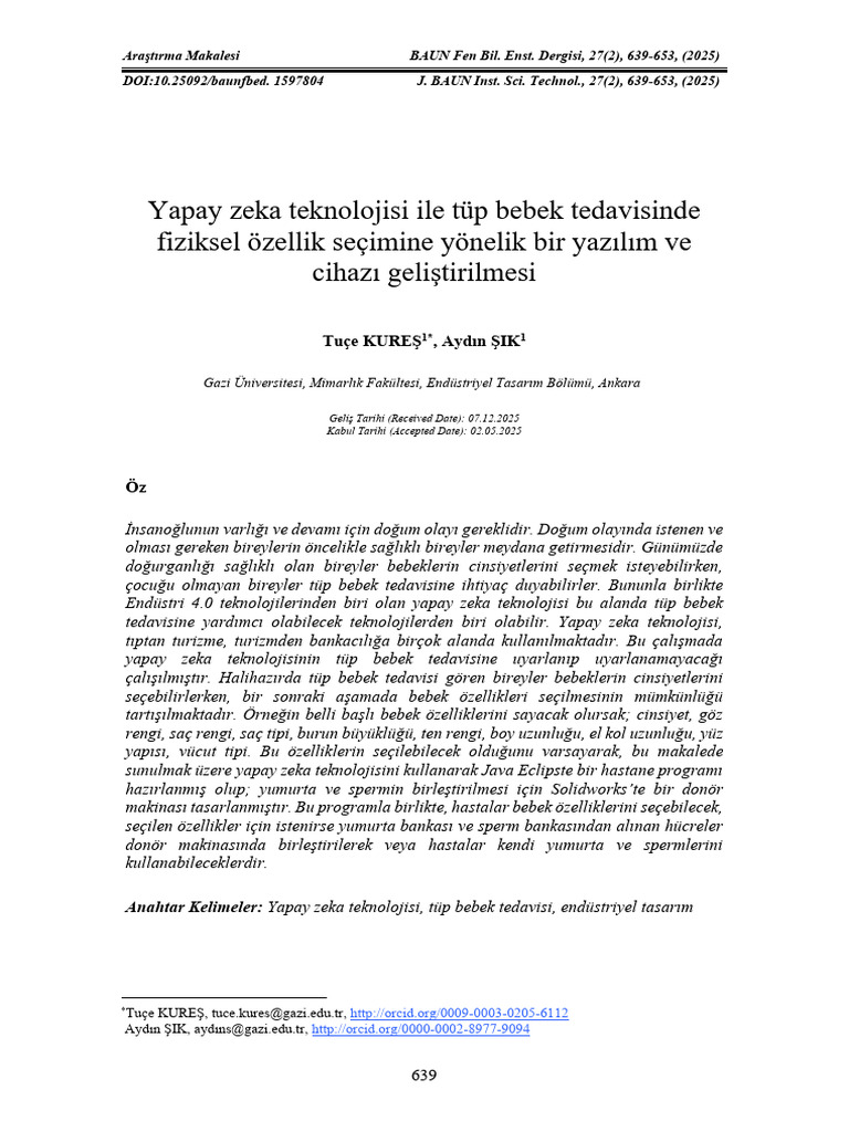 Yapay Zeka Teknolojisi Ile Tüp Bebek | PDF