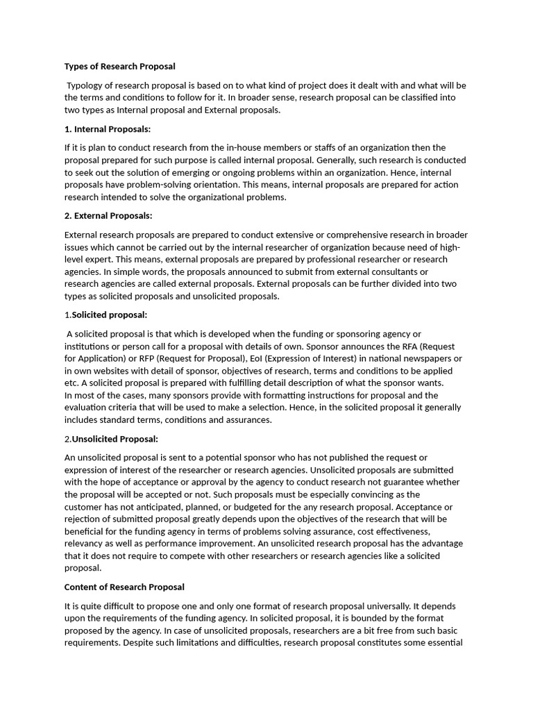 Types of Research Proposal | PDF | Experience | Reason