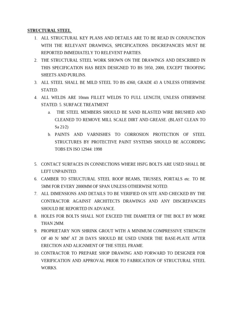 Structural Steel General Note | PDF