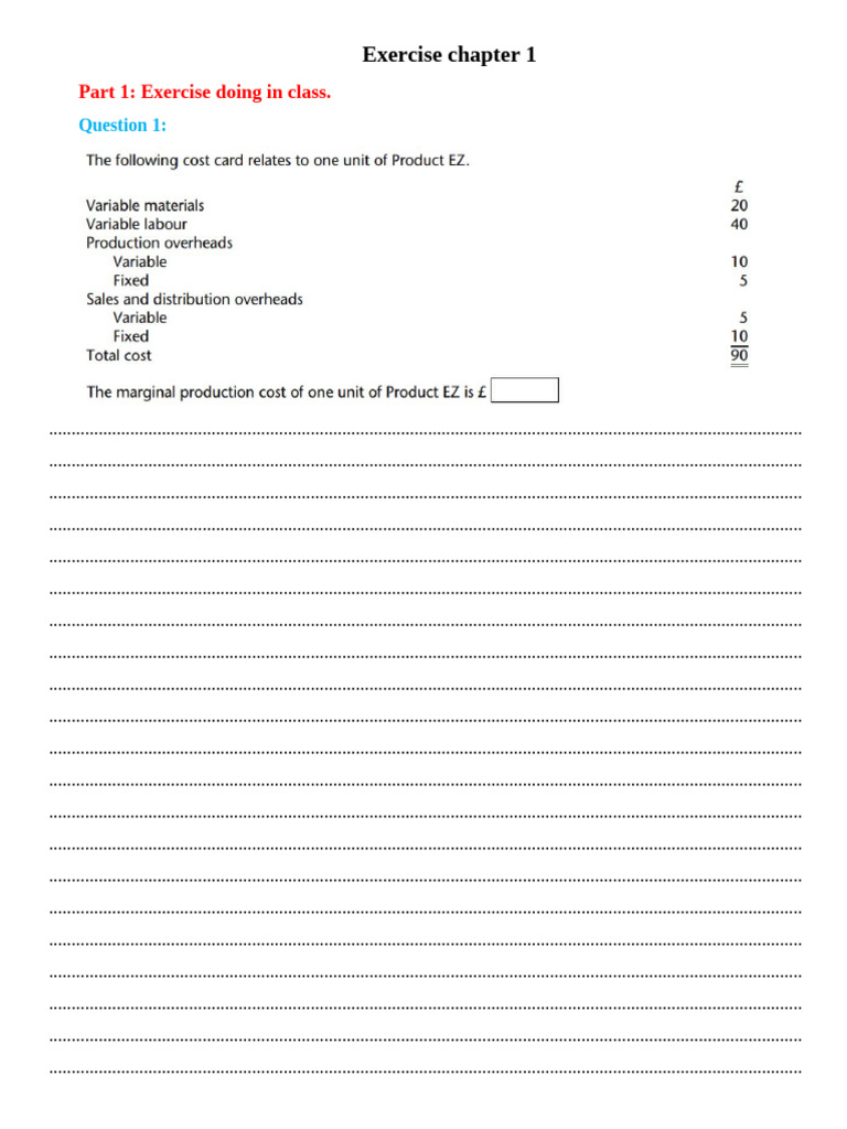 Exercise Chapter 1 | PDF | Cost Of Goods Sold | Profit (Economics)