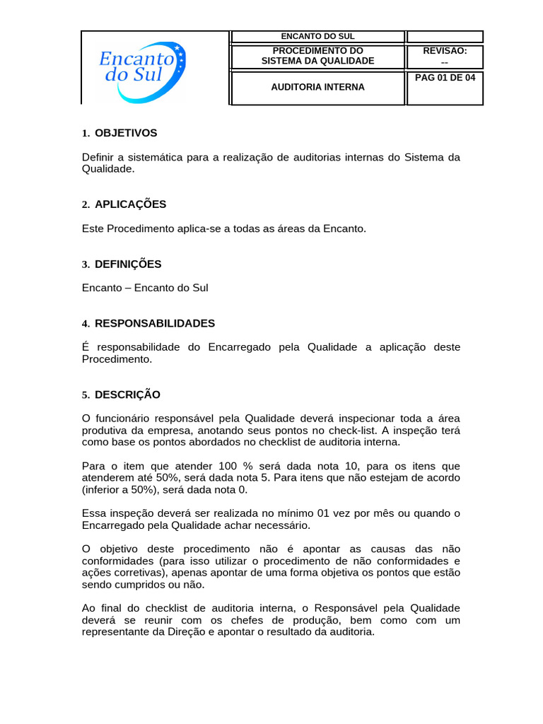 Procedimento de Auditoria Interna | PDF | Auditoria interna
