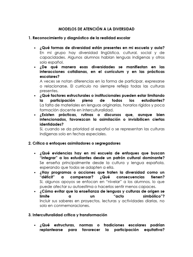 Modelos de Atención A La Diversidad | PDF | Plan de estudios | Evaluación