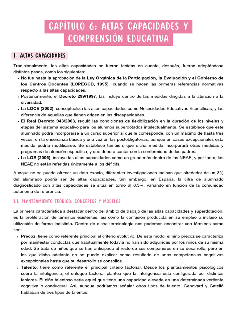 Tema 6 - NEAE | PDF | Dotamiento intelectual | Inteligencia