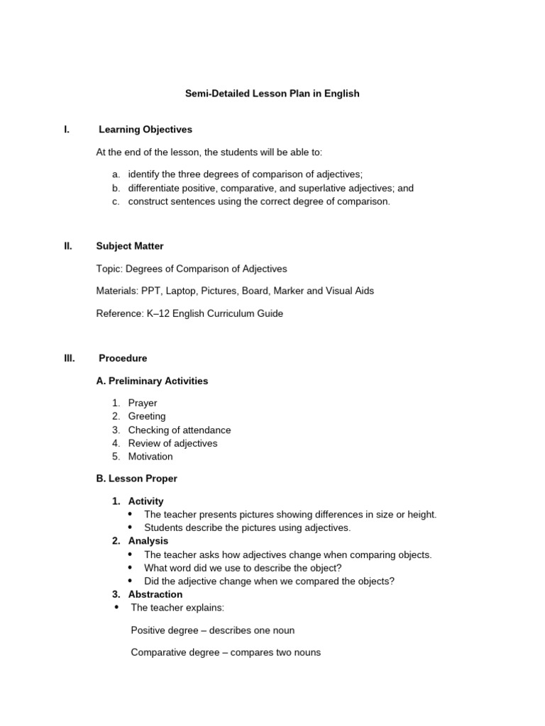 Demo Teaching For Finals - Semi Detailed Lesson Plan | PDF