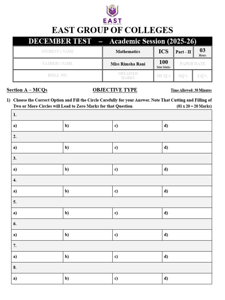 Sample Paper (Test Series) | PDF | Chess Theory | Chess