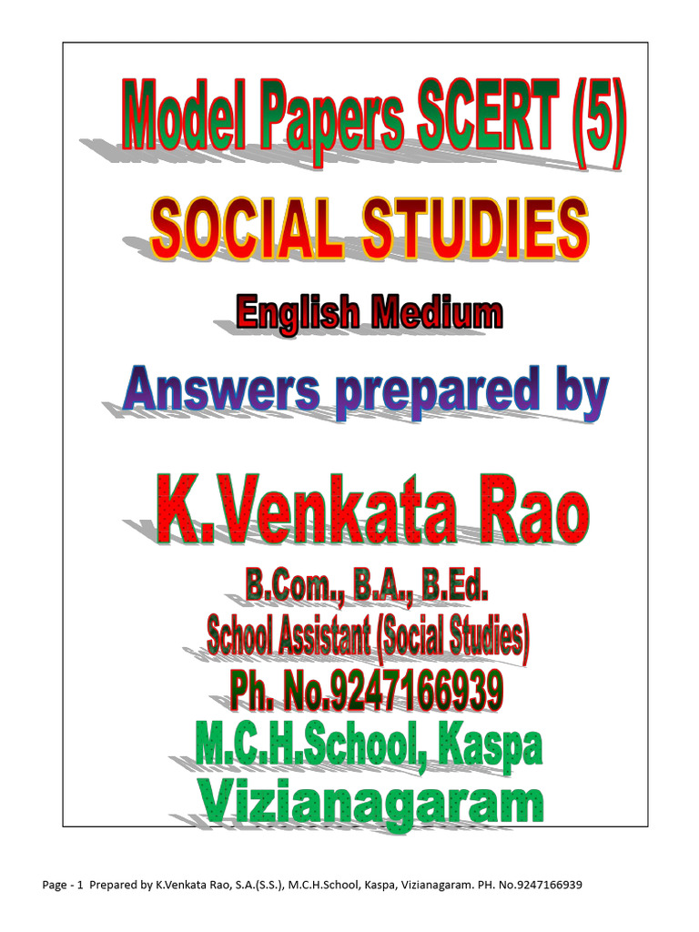 Social Model Papers SCERT (5) Answers by KVR | PDF | Economies