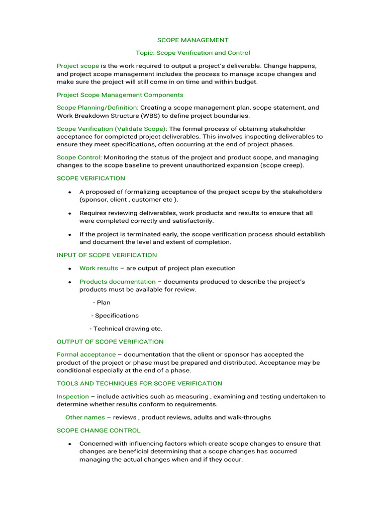 Scope Verification and Control | PDF | Systems Thinking