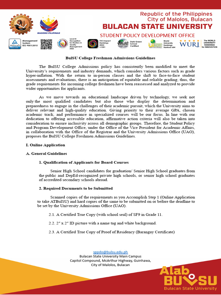 Updated Admissions Guidelines 2026 | PDF | University And College ...