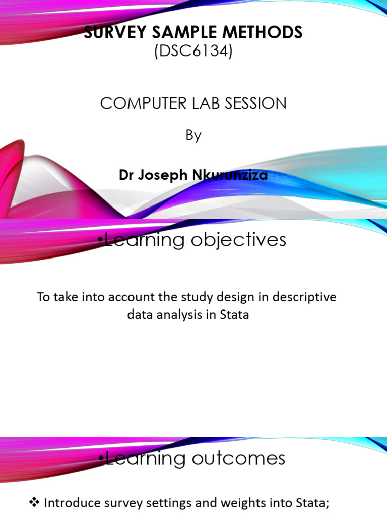 Sample Survey Analysis With Stata | PDF | Median | Sampling (Statistics)