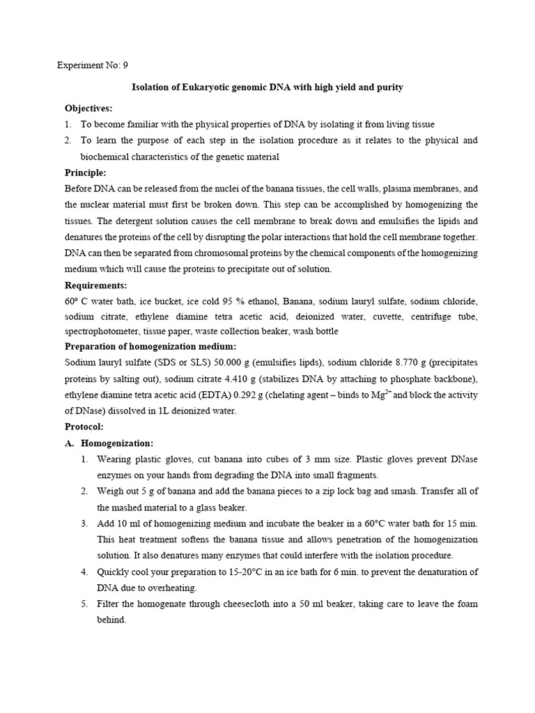 Exp 9 Isolation of DNA | PDF | Agarose Gel Electrophoresis | Gel ...