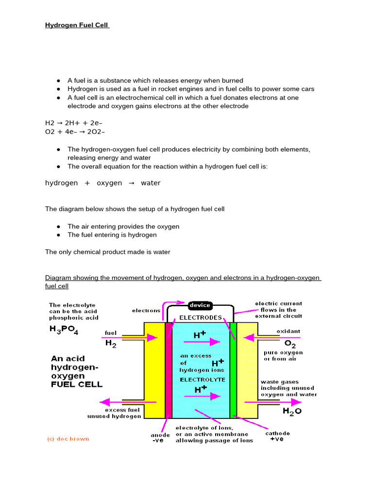 Hydrogen Fuel Cell - IGCSE - Chemistry | PDF