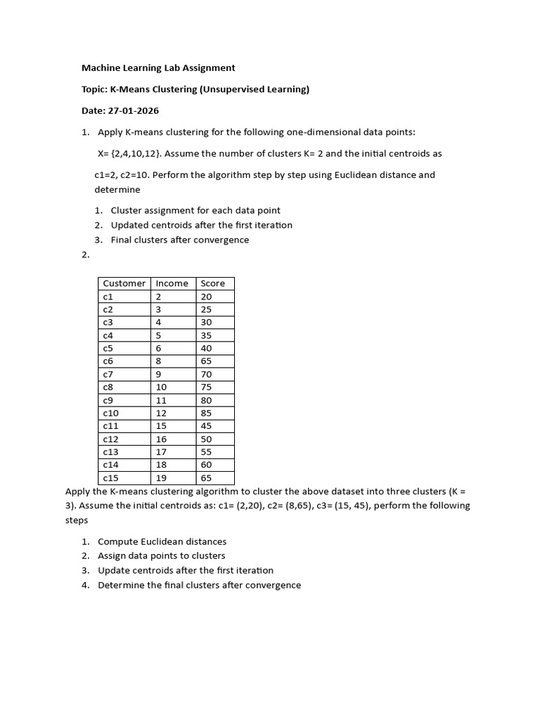 Machine Learning Lab Assignment | PDF