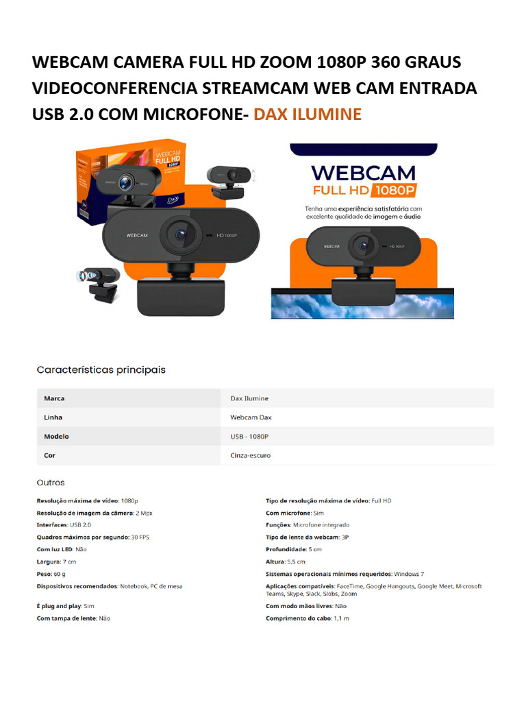 Webcam Camera Full HD - Dax | PDF