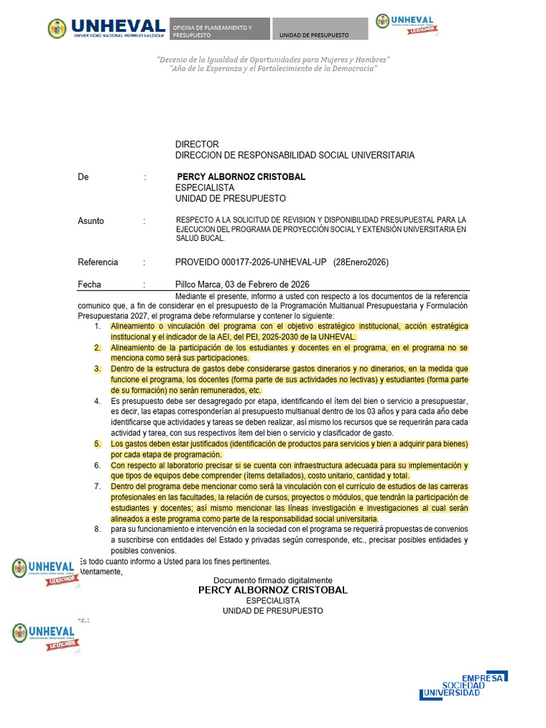 Informe 000206 2026 Up | PDF | Presupuesto