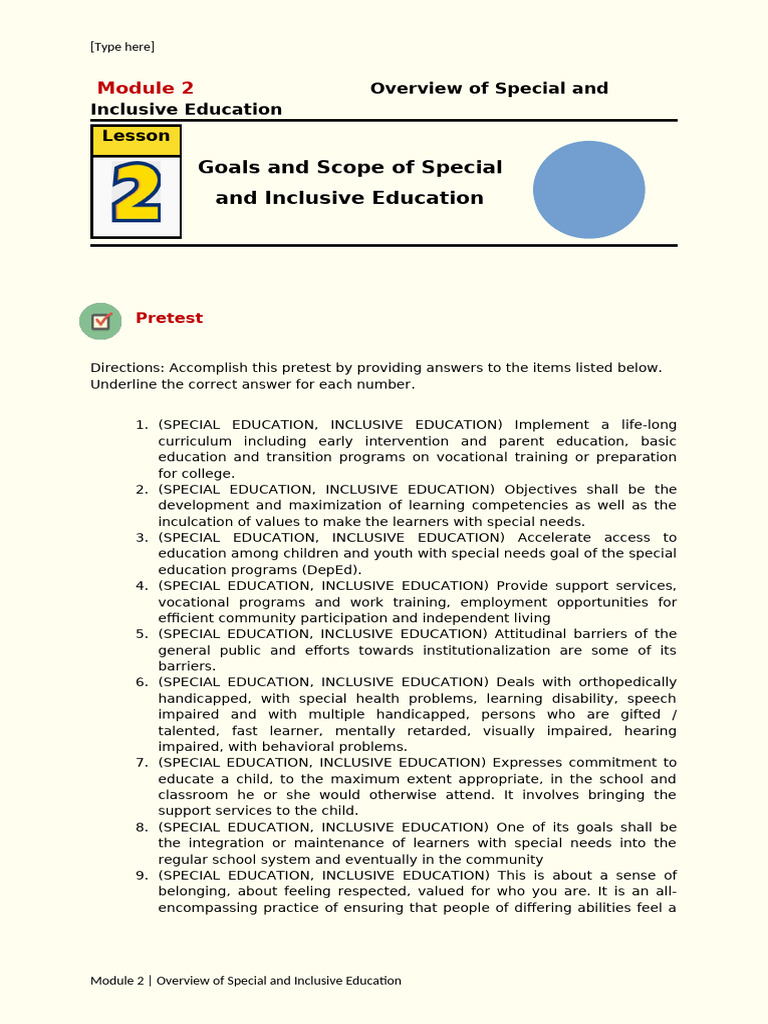 PROF ED 102 Module 2 Lesson 2 | PDF | Special Education | Inclusion ...