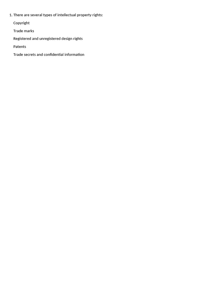 There Are Several Types of Intellectual Property Rights | PDF