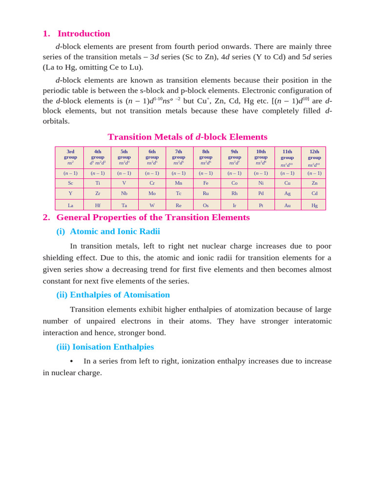 D, F Notes and Question Bank | PDF | Transition Metals | Ionic Bonding