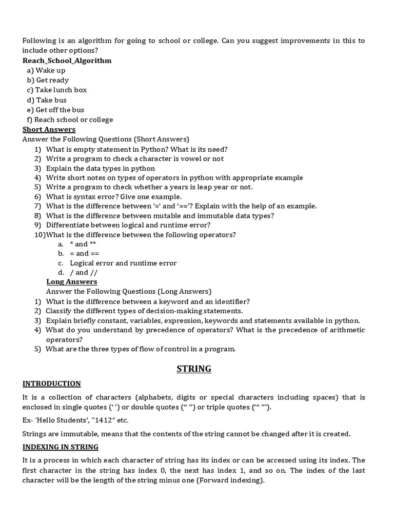 Study Material CS - XI 2024-25!35!45 | PDF | String (Computer Science ...