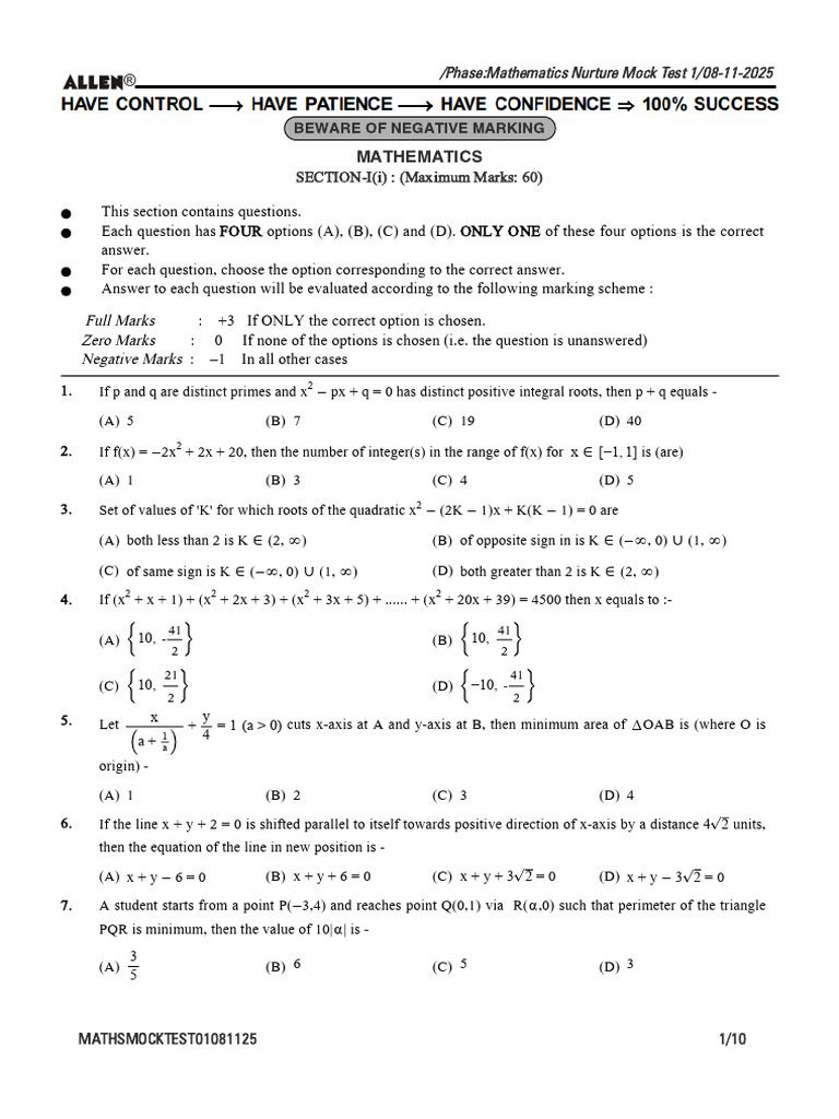 MATHSMOCKTEST01081125-Mathematics Nurture Mock Test 1 - 10.11.2025 ...