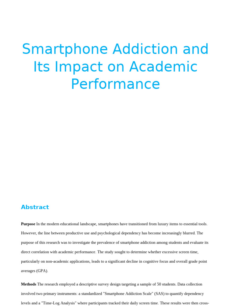 Smartphone Addiction and Its Impact On Academic Performance DISPLAY ...