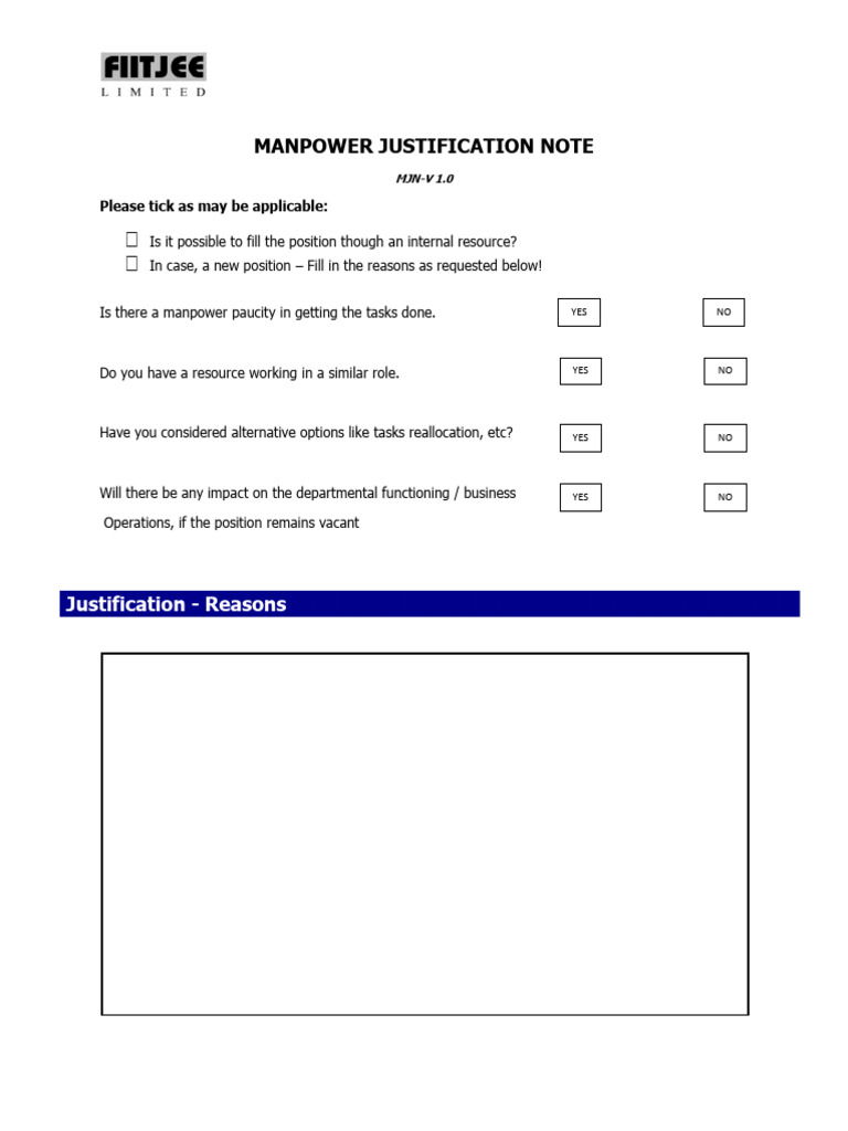 Manpower Justification Note | PDF