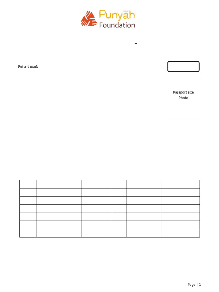 Punyah Application Form English | PDF