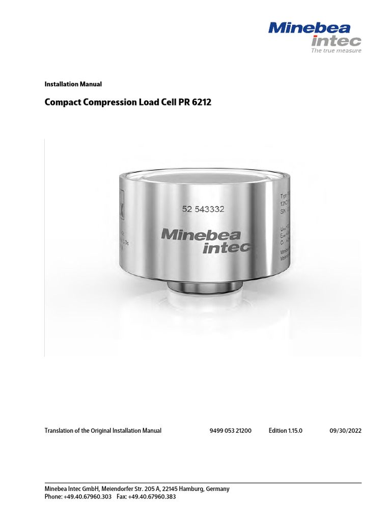 Compact Compression Load Cell PR 6212 | PDF | Calibration | Safety