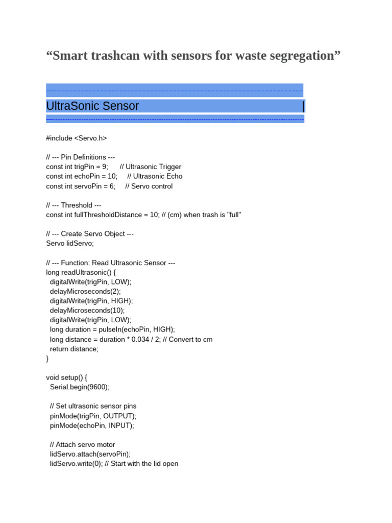 Group3 Smart Trashcan With Sensors For Waste Segregation | PDF | Sensor ...