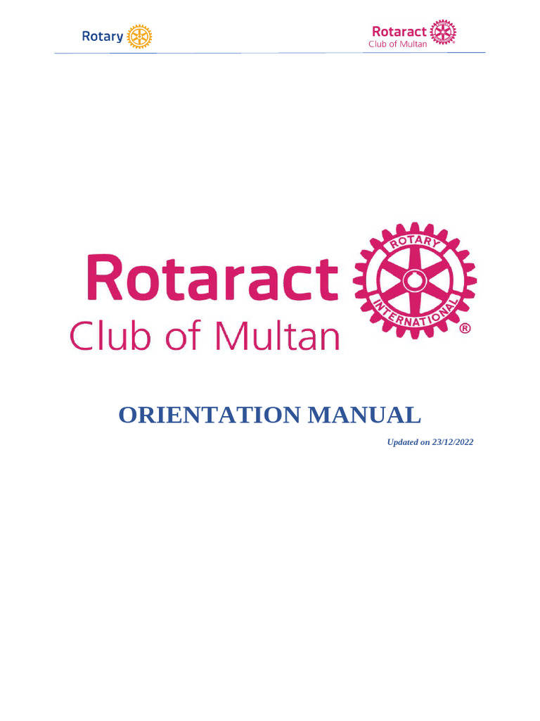 Rotaract Multan Orientation Handbook | PDF | Committee | Leadership