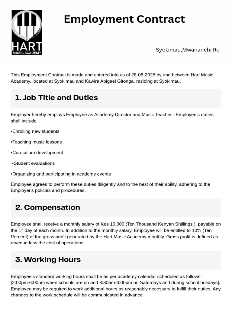 Employment Contract PDF | PDF | Employment | Salary