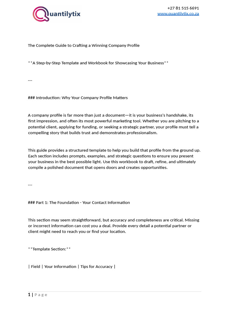 Company Profile Write Up Template - General Use | PDF | Brand ...