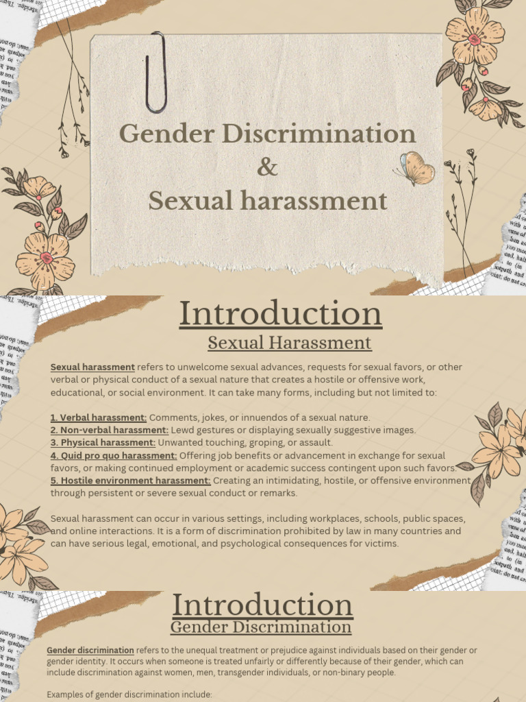 Gender Discrimination and Sexual Harassment | PDF | Sexual Harassment ...