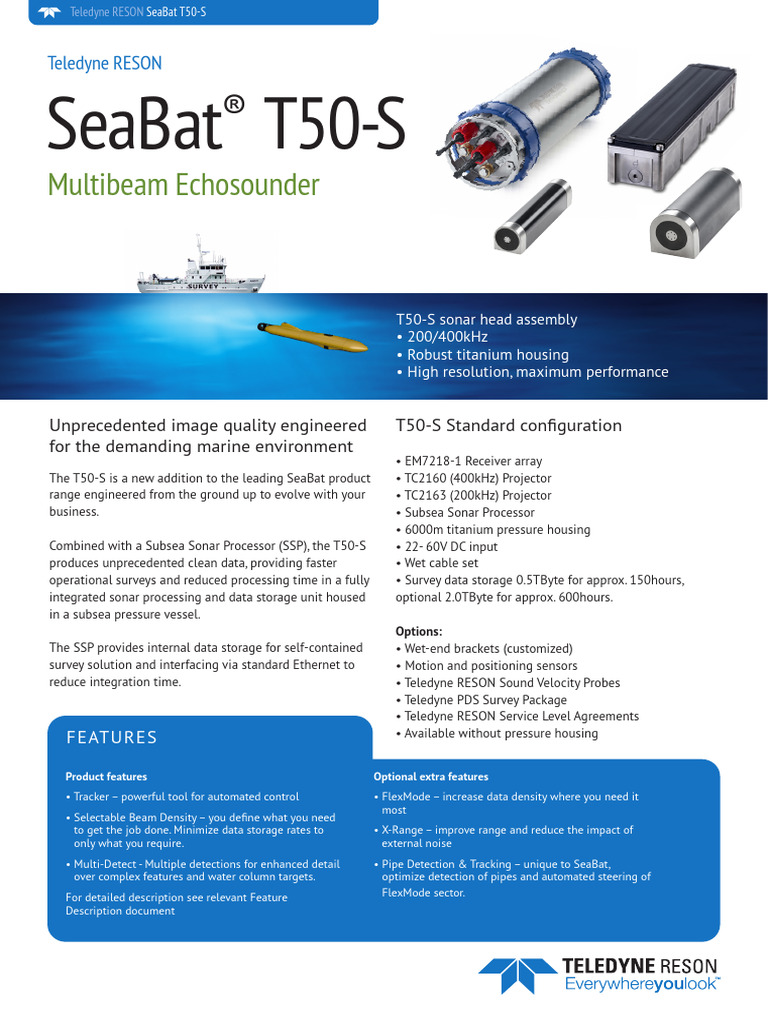 Teledyne Reson SeaBat T50 S Multibeam Echosounder | PDF | Sonar