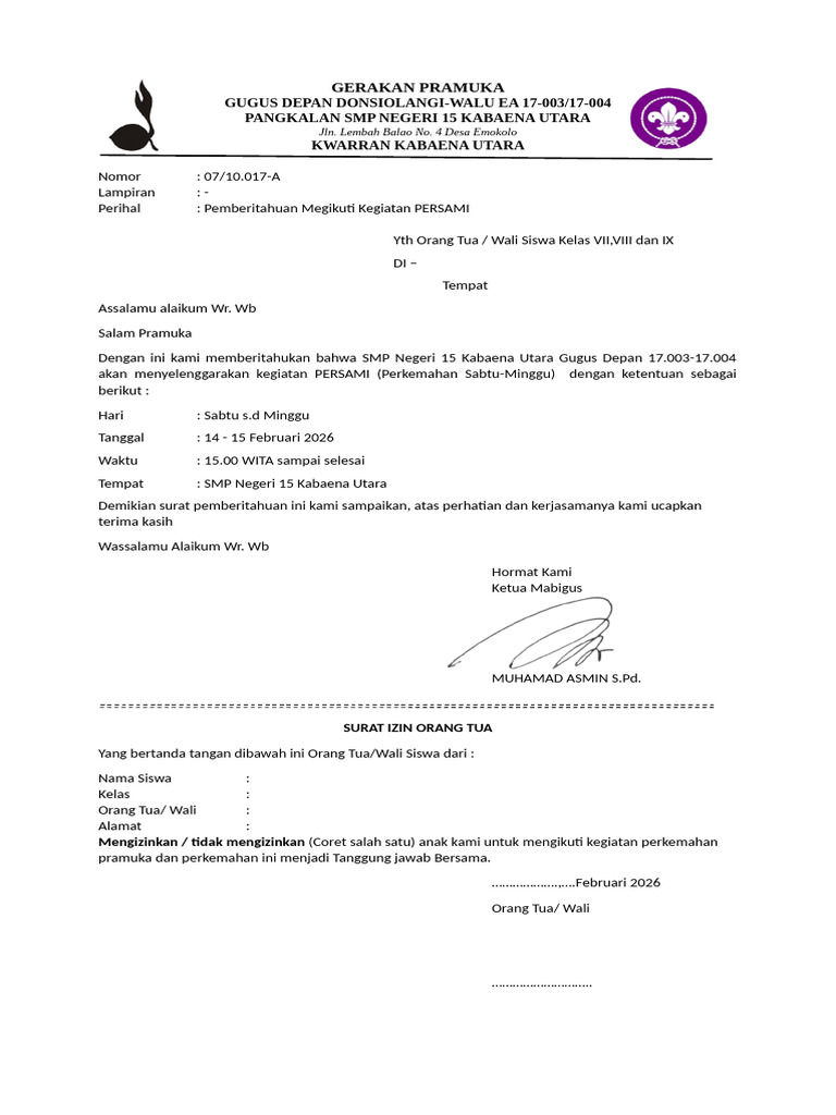 Surat Ijin Ortu | PDF