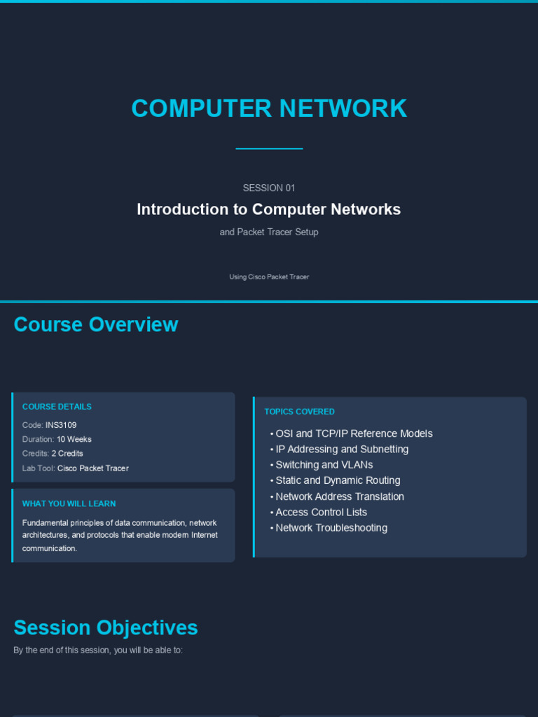 INS3109 Session01 Final | PDF | Computer Network | Network Topology