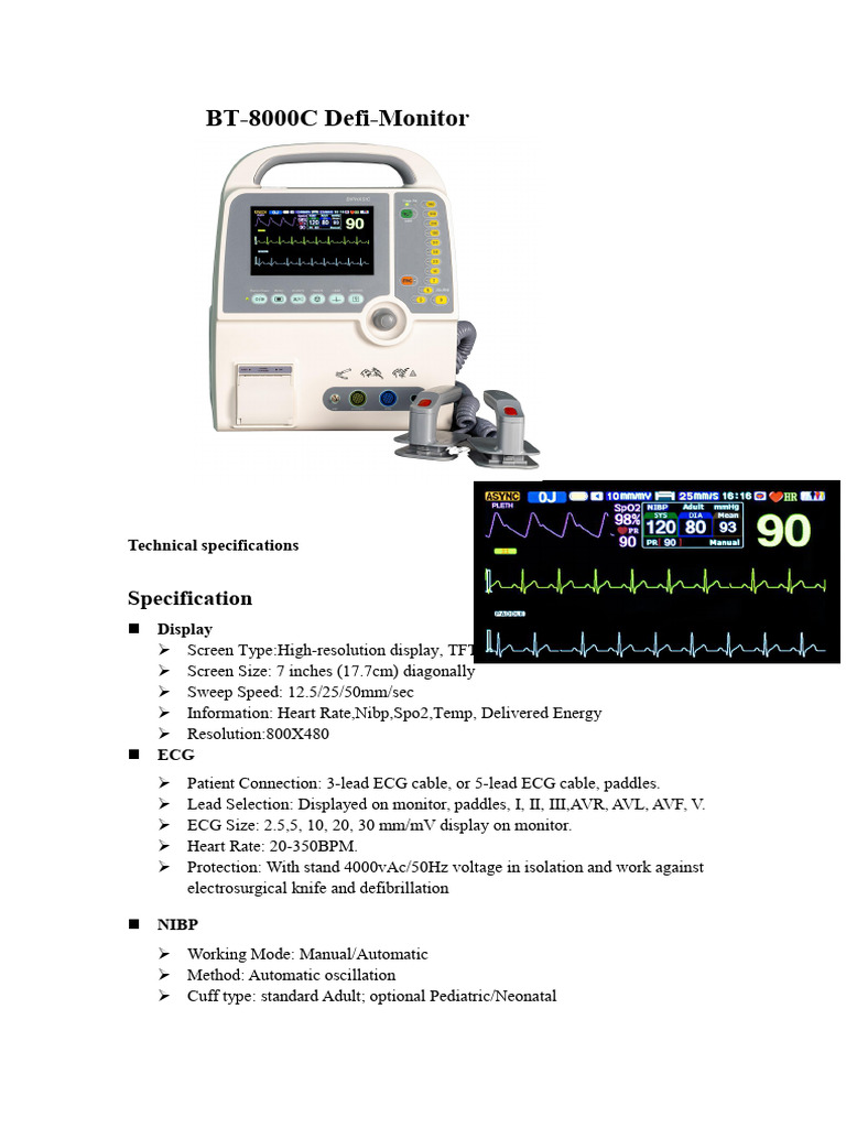 BT-8000C Defibrillator Specification | PDF | Electrocardiography ...