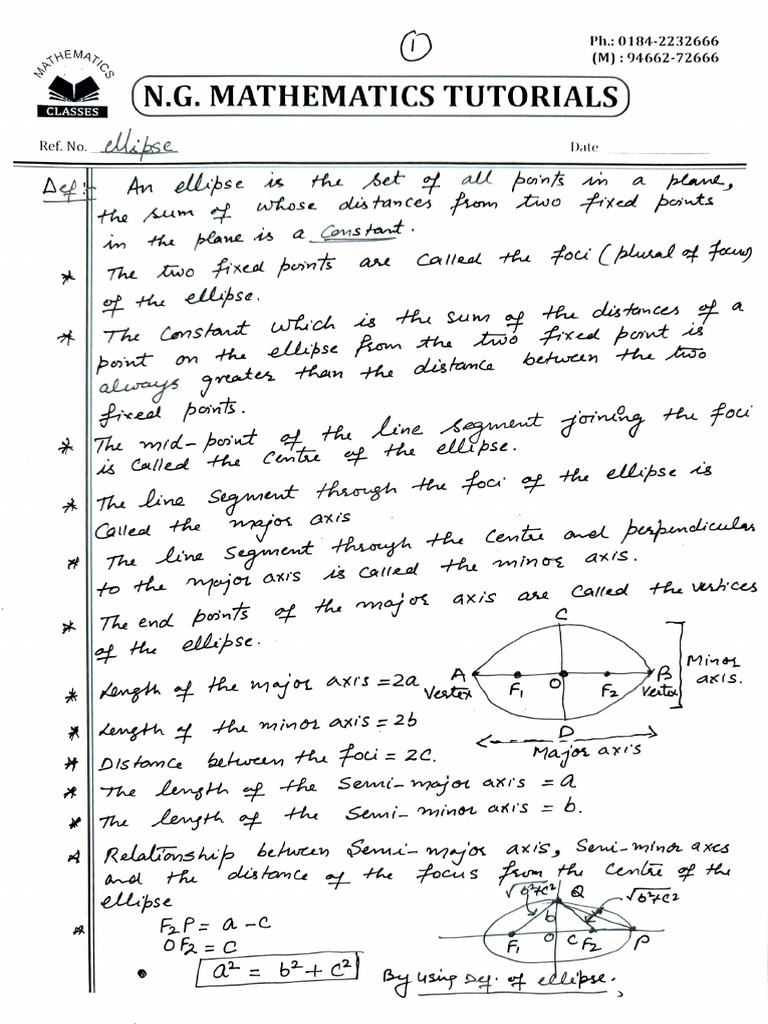 Ellipse Notes | PDF