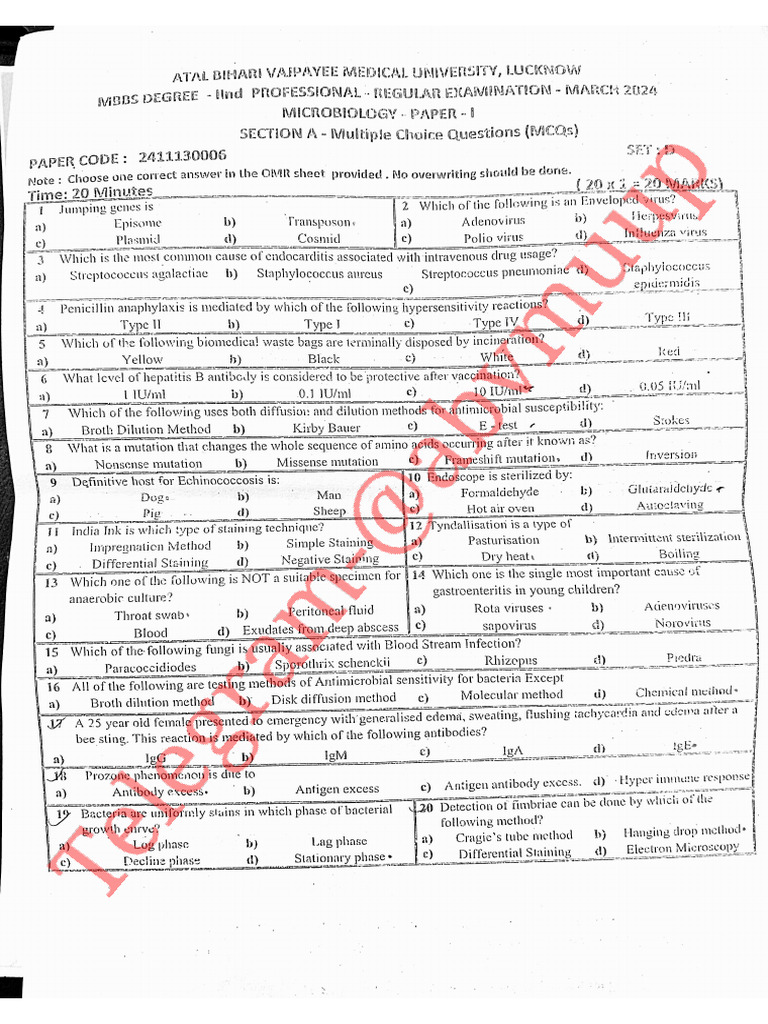 2021 Batch 2nd Proff Abvmuup Pyq | PDF