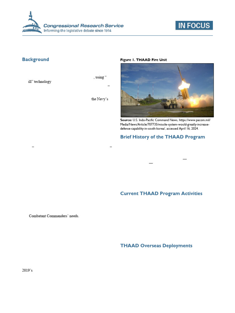 The Terminal High Altitude Area Defense (THAAD) System | PDF