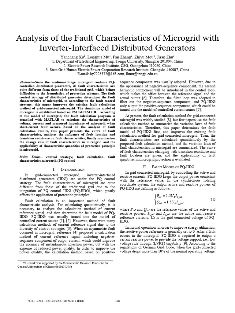 Analysis of The Fault Characteristics of Microgrid With Inverter ...